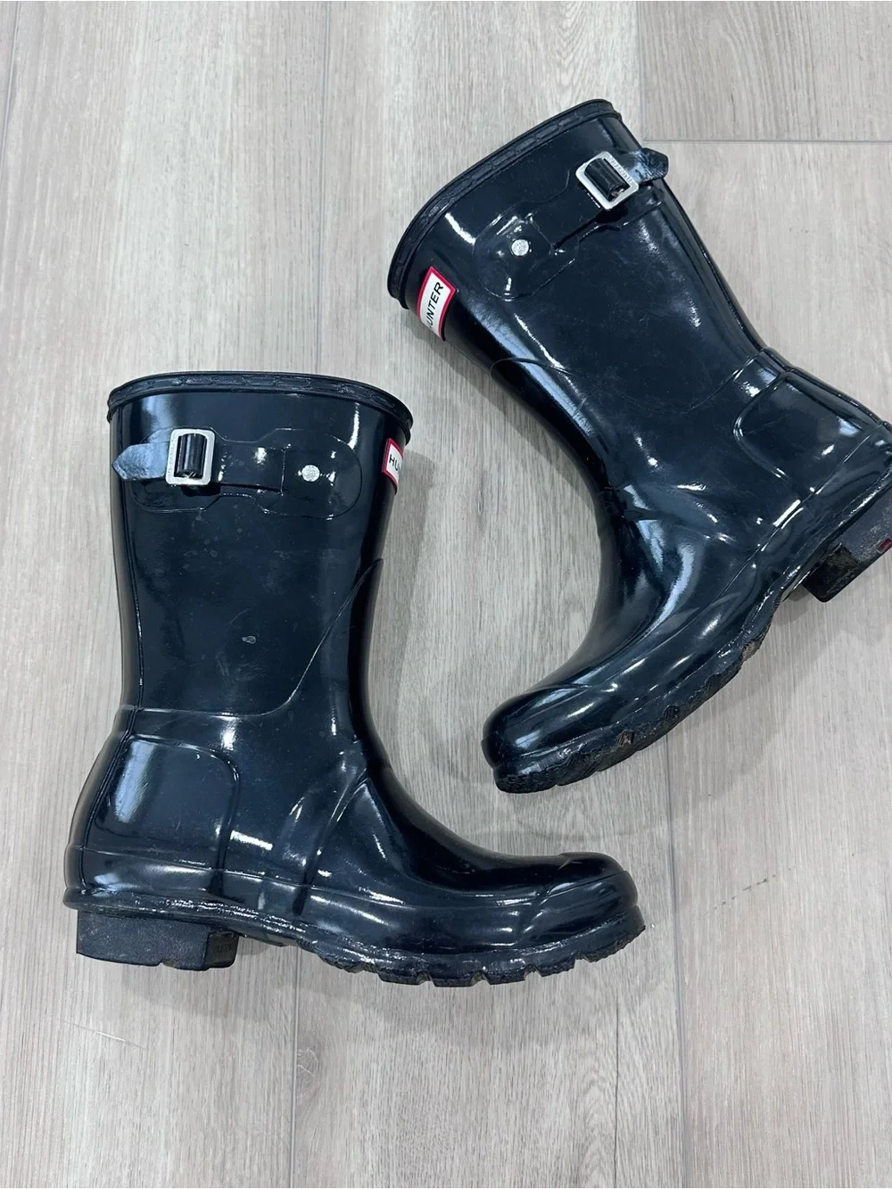 HUNTER original short gloss rain boots black womens size 7